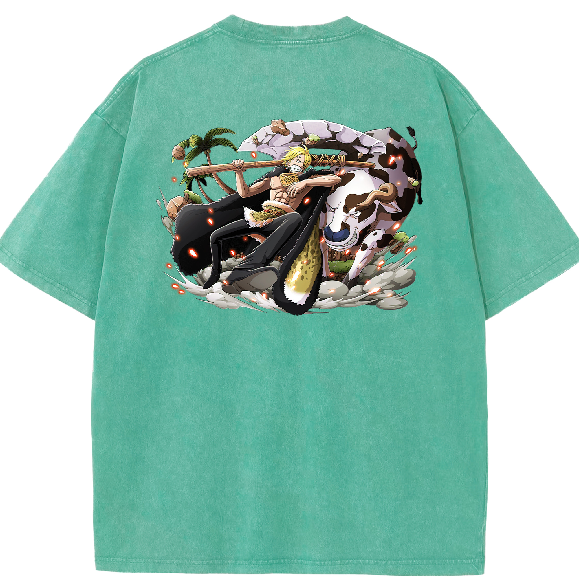 ワンピース サンジ ONE PIECE Sanji 綿100% ヴィンテージ風 半袖Tシャツ（背面プリント）